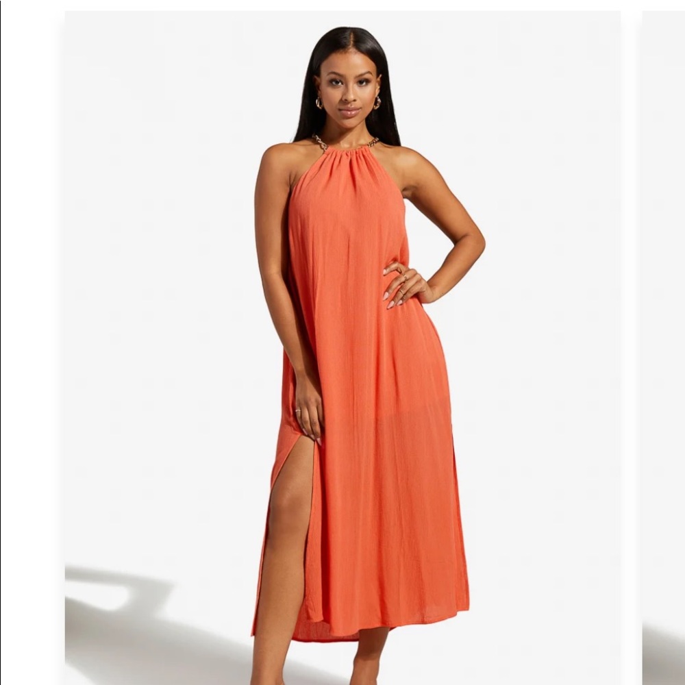 Maxi Dress in Hot Coral XS